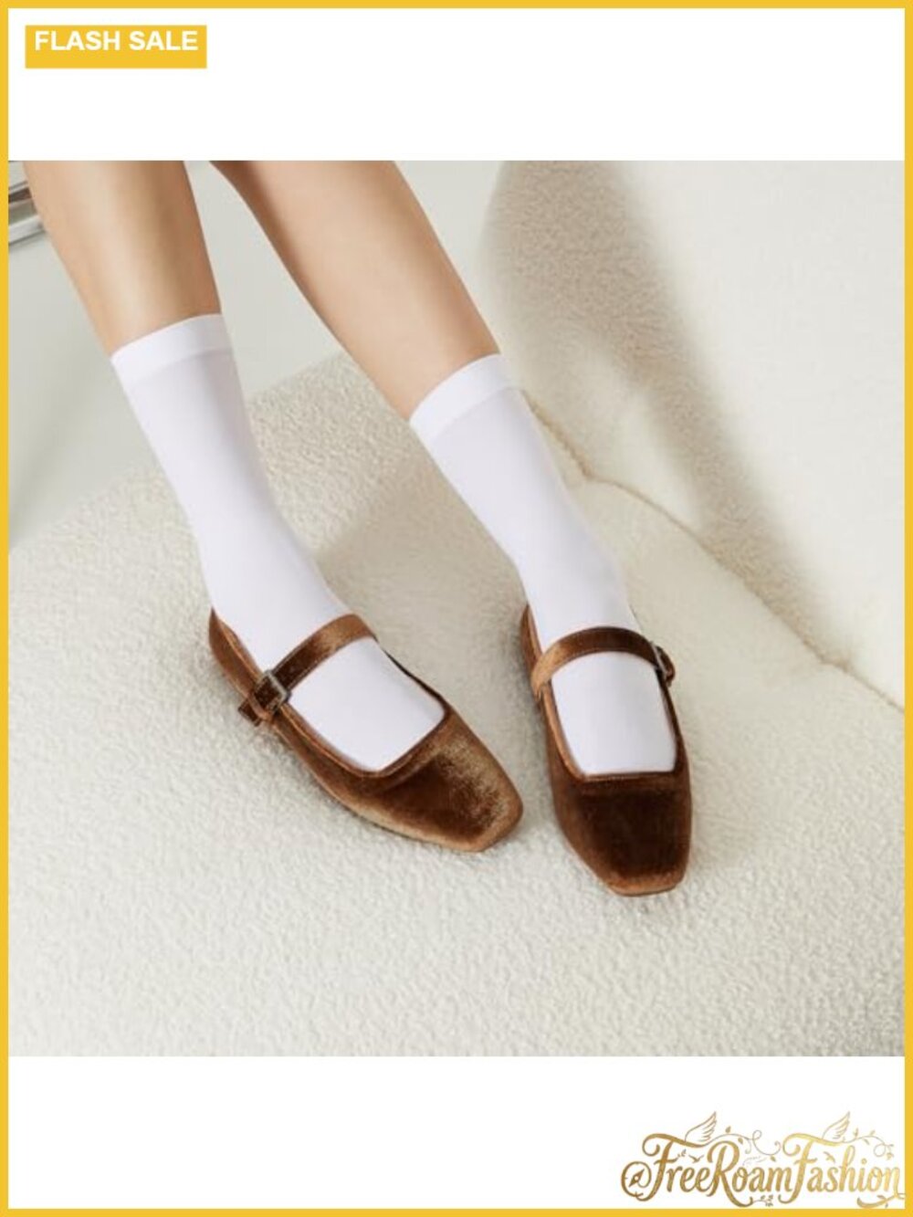 Velvet Mary Jane Ballet Flats Woven Comfort Memory Foam Buckle Strap - Picture 2 of 6